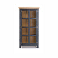 Sunrise Accent Cabinet – 2 Doors with Glass | Distressed Black & Golden Oak | Front