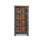 Sunrise Accent Cabinet – 2 Doors with Glass | Distressed Black & Golden Oak | Front