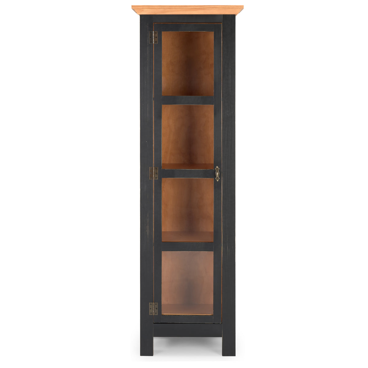 Sunrise Narrow Cabinet | Distressed Black & Golden Oak| Front