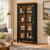 Sunrise Accent Cabinet – 2 Doors with Glass, Solid Pine 71" Tall | Rustic Elegance