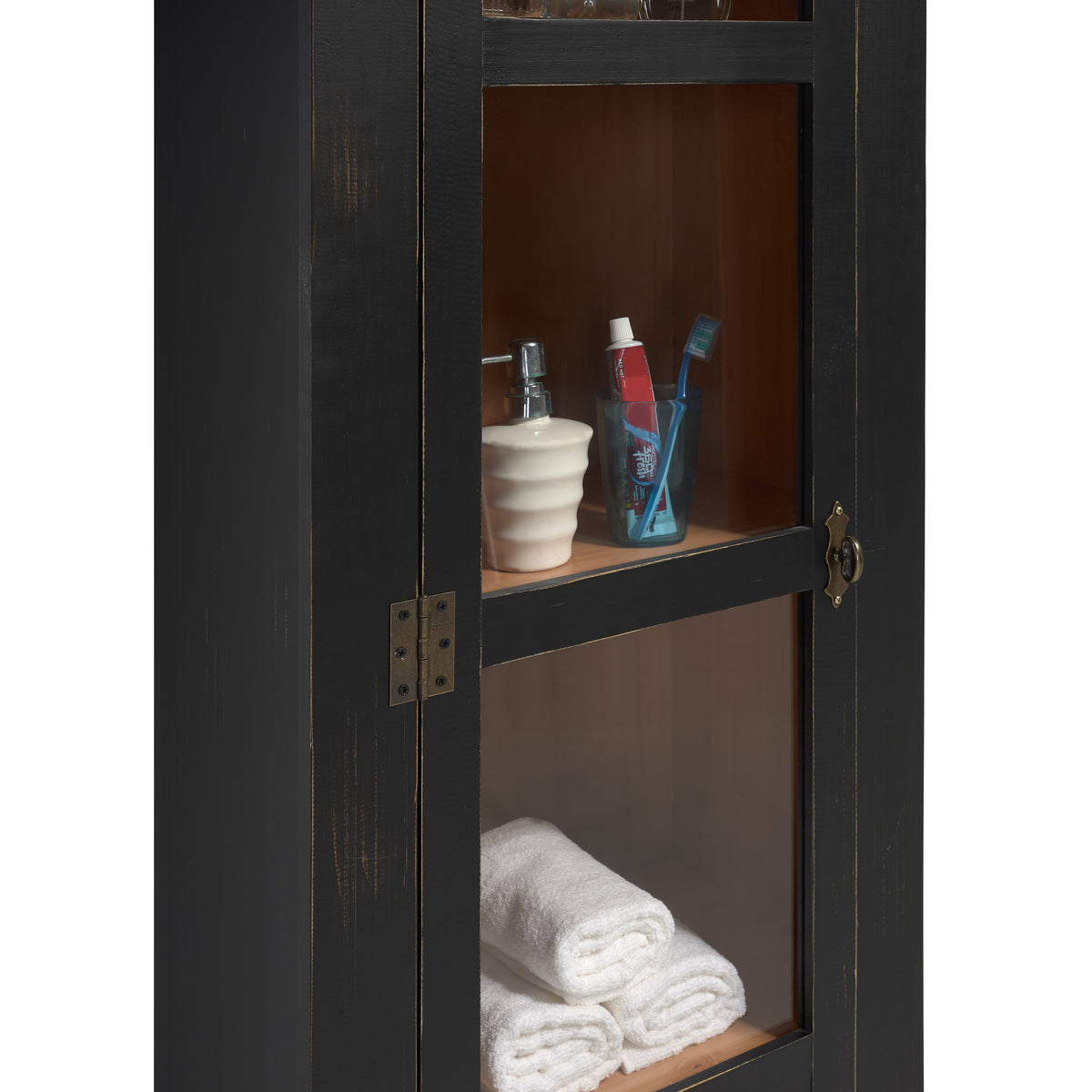 Sunrise Narrow Cabinet | Distressed Black & Golden Oak | Detail 2