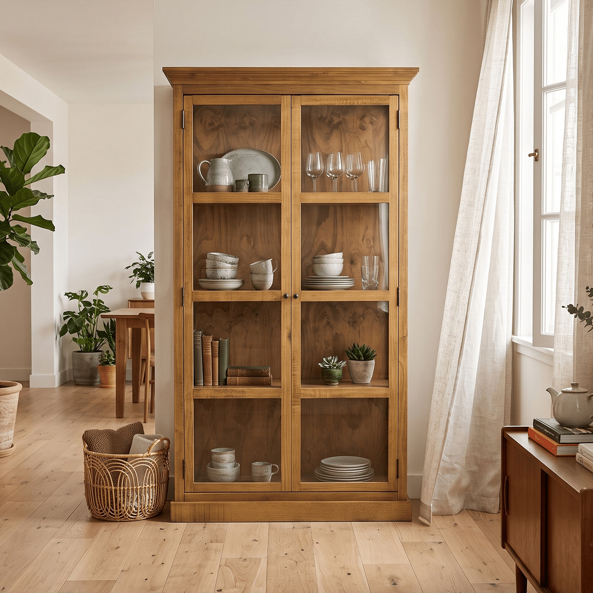 Seabrook 2-Door Display Cabinet | Golden Oak | Lifestyle