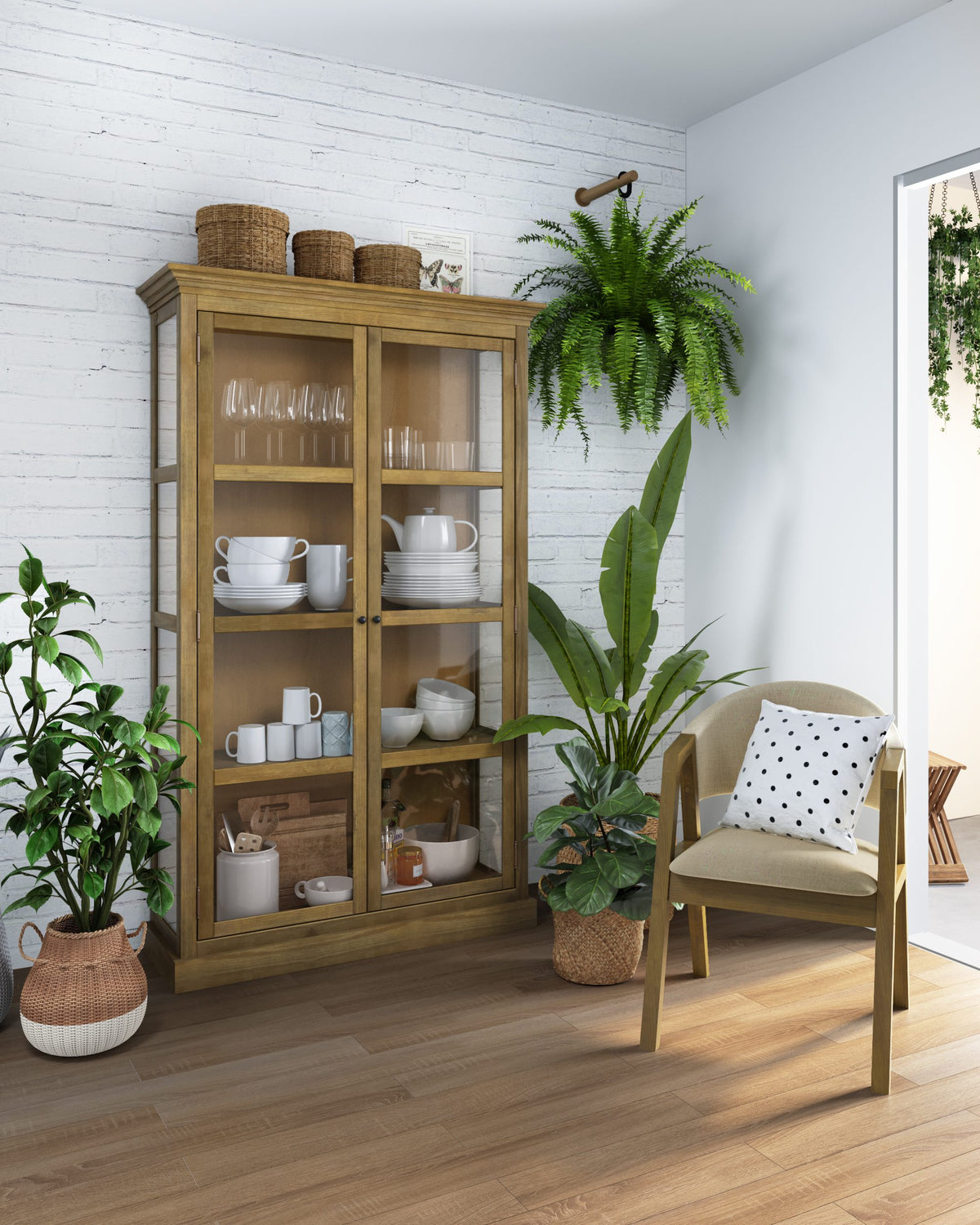 Seabrook 2-Door Display Cabinet | Golden Oak | Lifestyle 2
