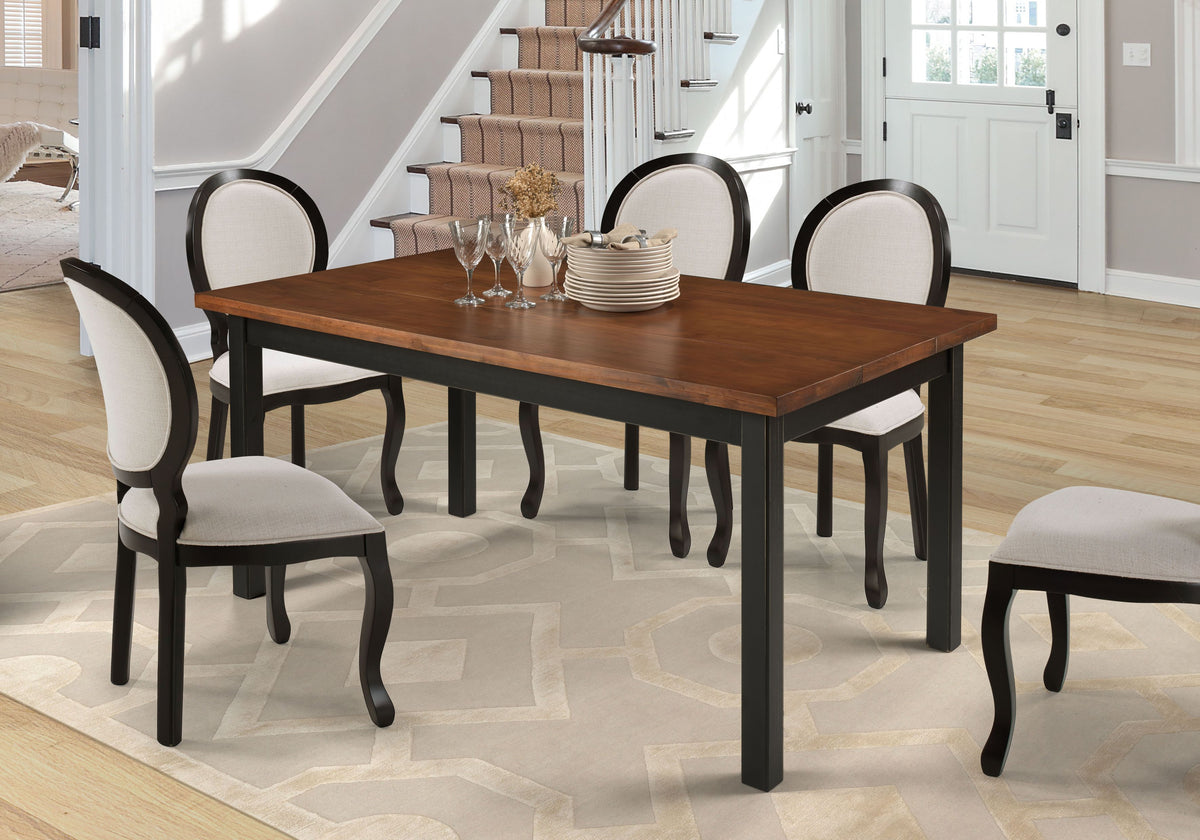 Sunrise 63" Dining Table | Distressed Black & Walnut | Lifestyle