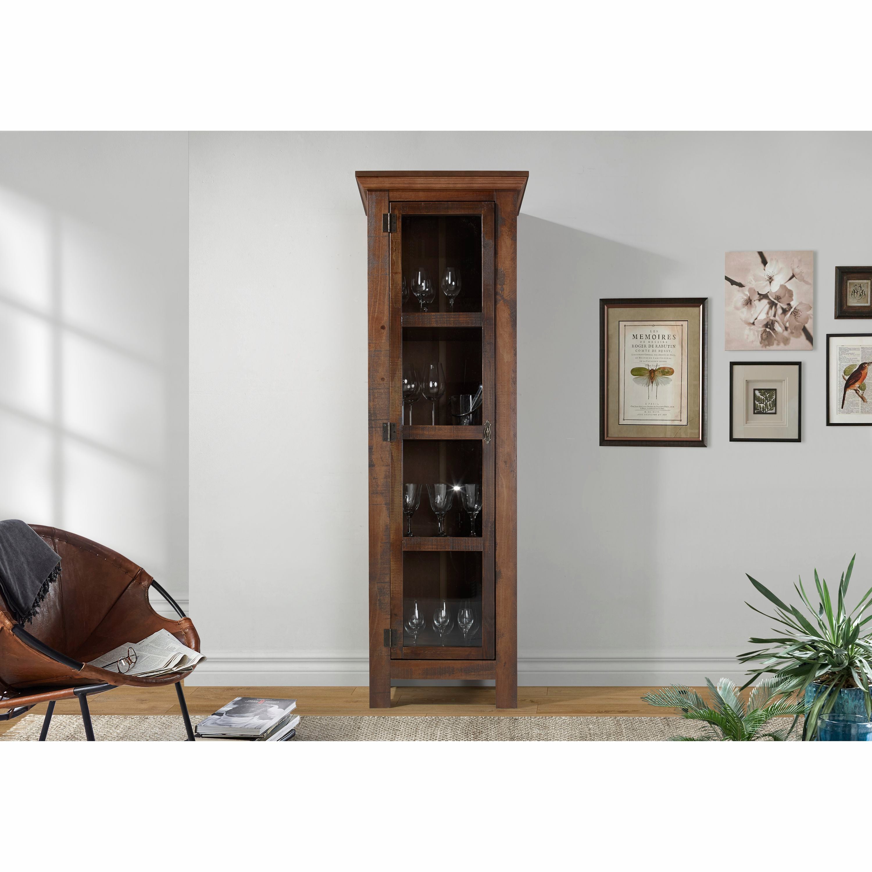 Narrow glass outlet front cabinet