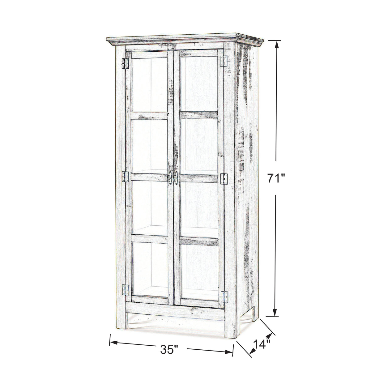 Sunrise Accent Cabinet – 2 Doors with Glass | All | Dimension